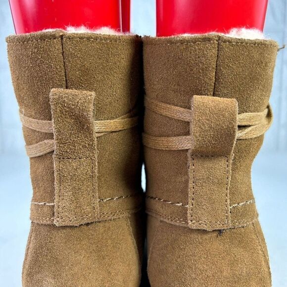 Bearpaw Women’s Krista Hickory Suede Lace Up Boots US 9 Brown Wedge Lined Boots - Picture 14 of 15